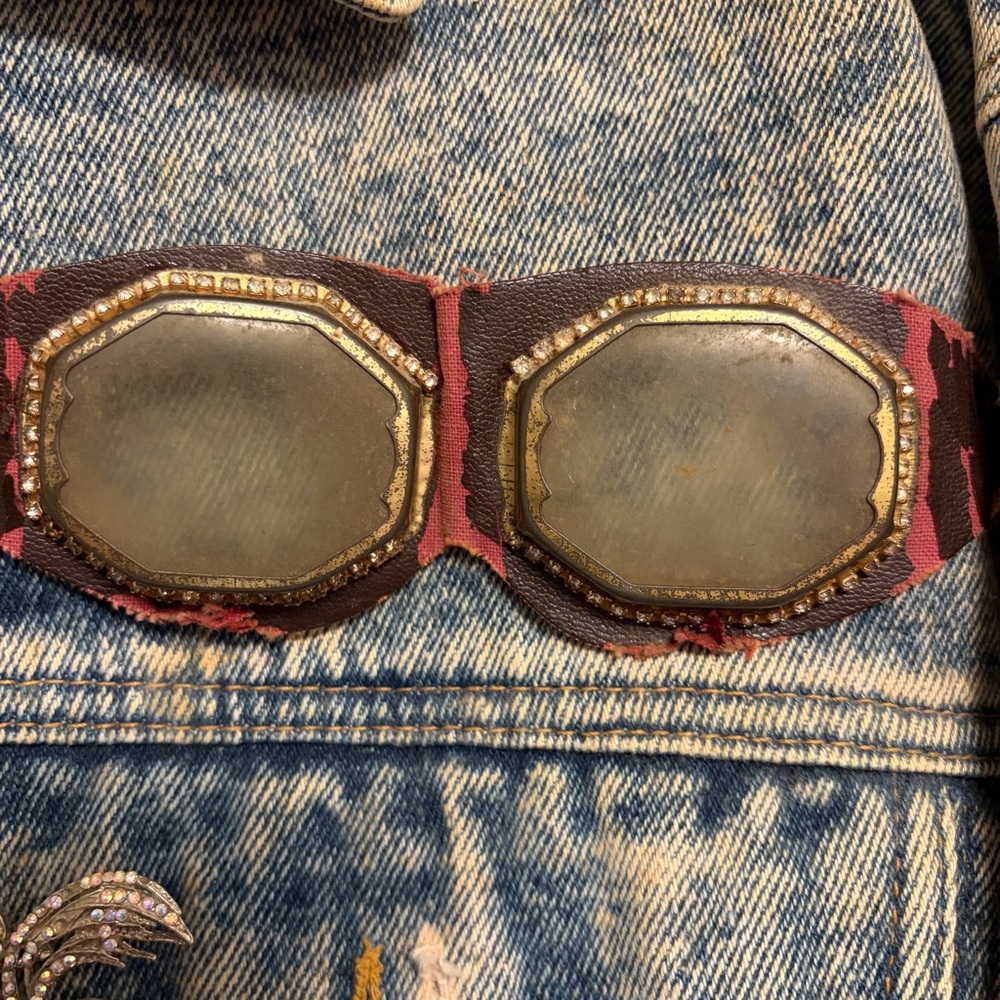 Legends & Fables Upcycled‎ Steampunk Denim Jacket w/ Vintage Watch Size L - Picture 9 of 16